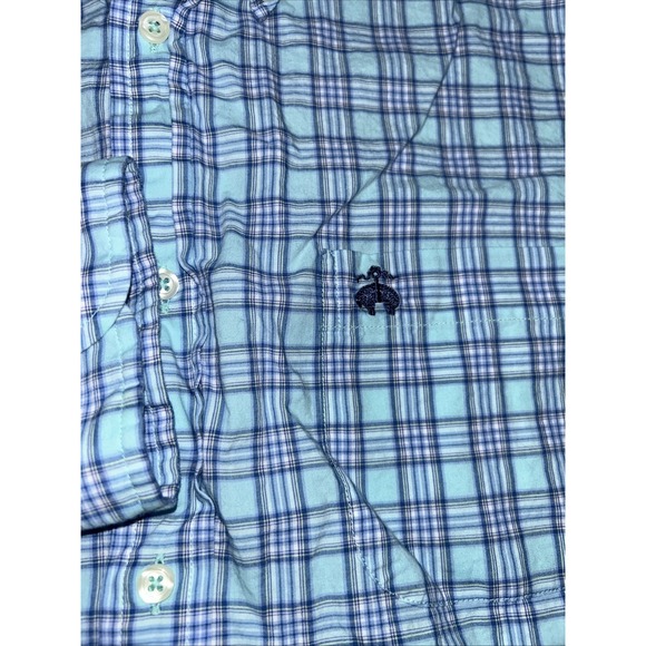 Brooks‎ Brothers Men's Medium 1818 Blue Plaid Button Down Long Sleeve Shirt - Picture 3 of 8